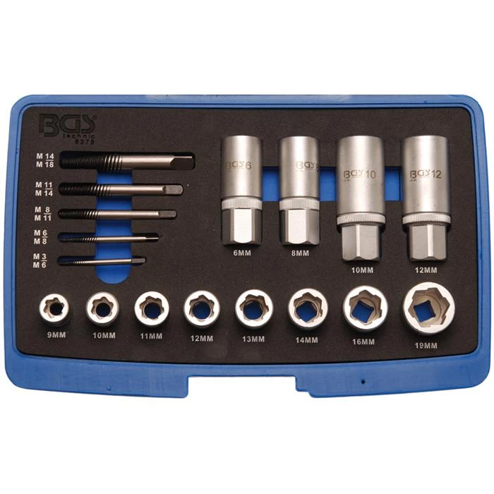 Ausdrehsatz - Pour Vis - écrous - Goujons - Acier CRO-MO - 17 Pcs. 3 Ausdrehsatz - Pour Vis - écrous - Goujons - Acier CRO-MO - 17 Pcs.