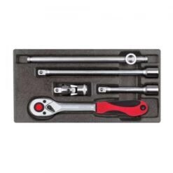 Cliquet Réversible GEDORE Rouge - Avec Accessoires - 1/2 Pouce - Dans Un Module De Mousse 1/3 - 5 Pièces