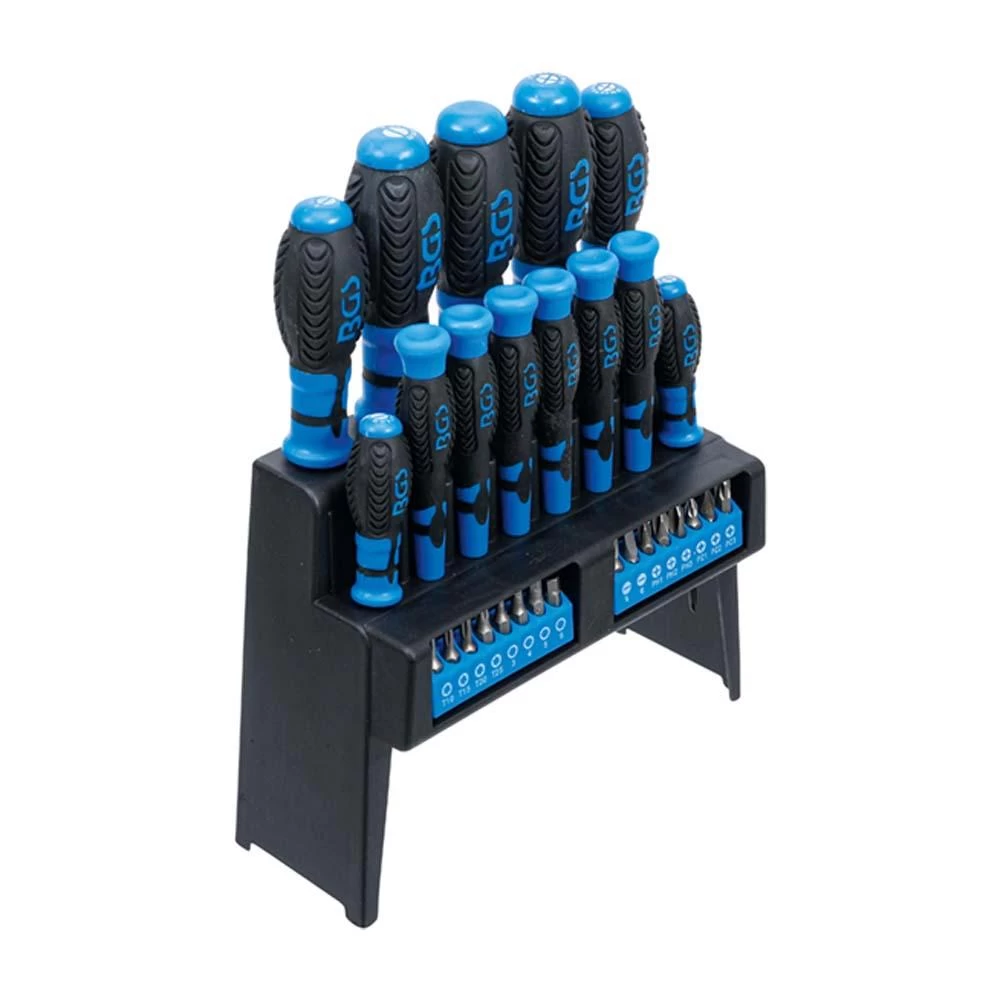 Jeu De Tournevis - Avec Assortiment D'embouts - 29 Pièces - Dans Un Support En Plastique - Manche à 2 Composants 3 Jeu De Tournevis - Avec Assortiment D'embouts - 29 Pièces - Dans Un Support En Plastique - Manche à 2 Composants