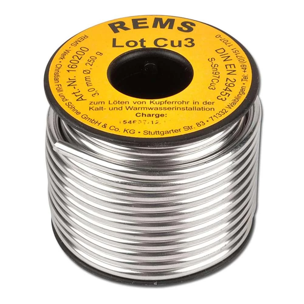Soudez "REMS Lot Cu 3" - DIN EN 29453-230 à 250 ° C - 250g 3 Soudez "REMS Lot Cu 3" - DIN EN 29453-230 à 250 ° C - 250g