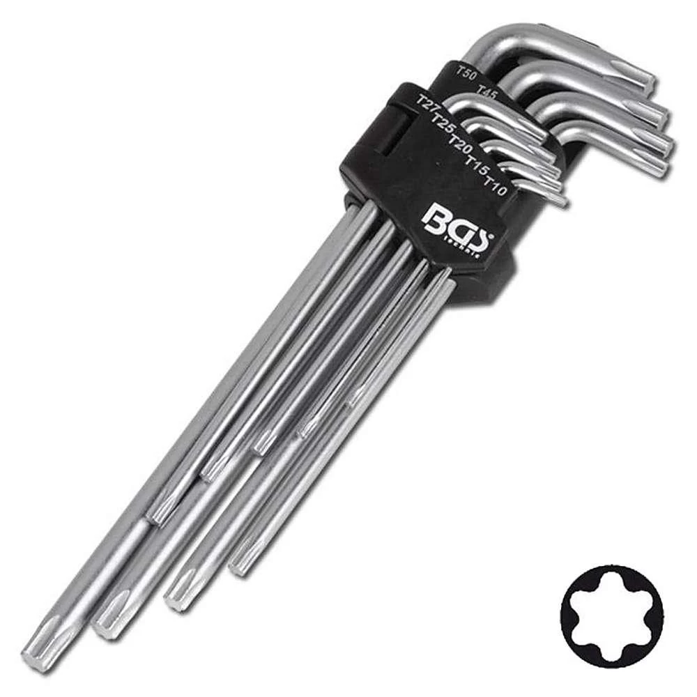 Jeu De Clés Allen Torx - 9 Pièces - Extra Longues - Acier CV - T10 à 50 3 Jeu De Clés Allen Torx - 9 Pièces - Extra Longues - Acier CV - T10 à 50